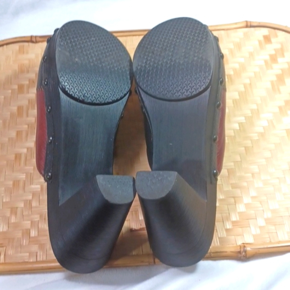 White Mountain Leather Patchwork Multi Color Clog… - image 8